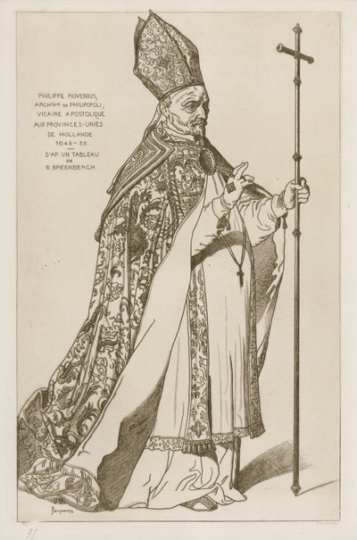 Philippe Rovenius, Arzobispo de Philipopoli, vicario apostólico, en las provincias unidas de Holanda, 1648-55. Después de una pintura de B Breenbergh de Bartholomeus Breenbergh