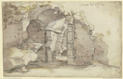 Ruinas de un antiguo edificio con bóveda de cañón de Bartholomeus Breenbergh
