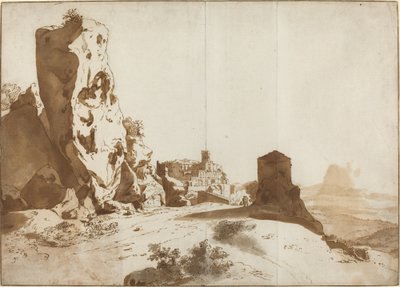 Las rocas fantásticas y el castillo en Bomarzo (recto) de Bartholomeus Breenbergh