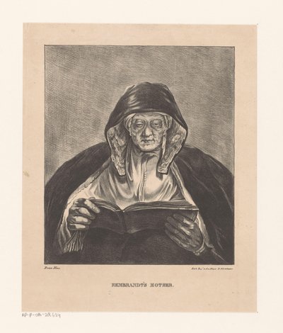 Retrato de una anciana leyendo La madre de Rembrandt (título sobre el objeto) de Bartholomeus Johannes van Hove