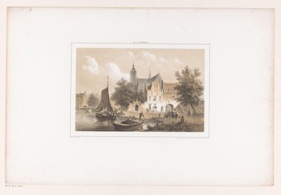 Paisaje urbano con río e iglesia. de Bartholomeus Johannes van Hove