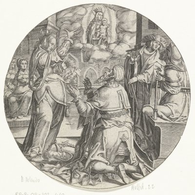 María con el Niño se aparece al emperador Augusto de Bartholomeus Willemsz. Dolendo