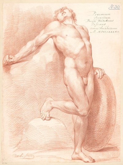 Desnudo masculino de pie, visto de frente de Bartholomeus Ziesenis
