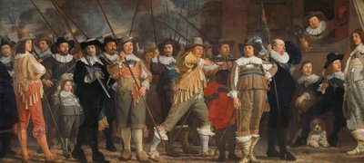 Compañía de Milicia del Distrito VIII bajo el mando del Capitán Roelof Bicker
Oficiales y otros guardias civiles del Distrito VIII de Ámsterdam bajo el mando del capitán Roelof Bicker y el teniente Jan Michielsz Blaeuw de Bartholomeus van der Helst