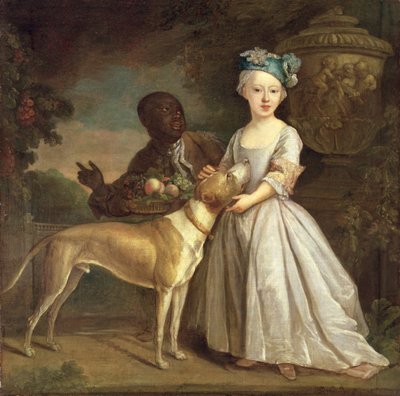 Una joven con un perro y un paje de Bartholomew Dandridge