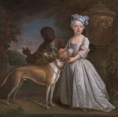 Una joven con un siervo esclavizado y un perro de Bartholomew Dandridge