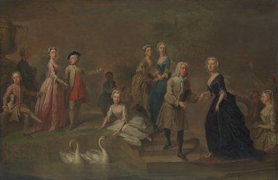 Uvedale Tomkyns Price 1685-1764 y miembros de su familia, posiblemente principios de 1730 de Bartholomew Dandridge