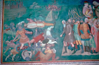 Fresco de los israelitas cruzando el Mar Rojo de Bartolo di Fredi