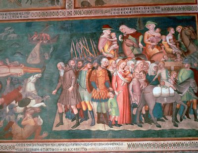 Fresco de los israelitas cruzando el Mar Rojo, siglo XIV de Bartolo di Fredi
