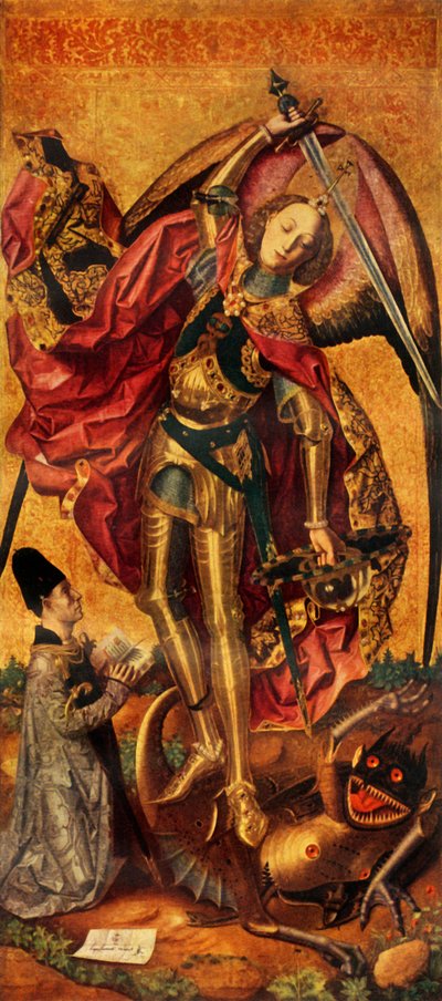 San Miguel triunfa sobre el diablo, 1468, 1946 de Bartolomé Bermejo