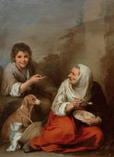 Vieja mujer burlada por un niño de Bartolomé Esteban Murillo