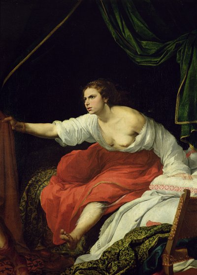 La esposa de Potifar, detalle de José y la esposa de Potifar, 1645-48 de Bartolomé Esteban Murillo