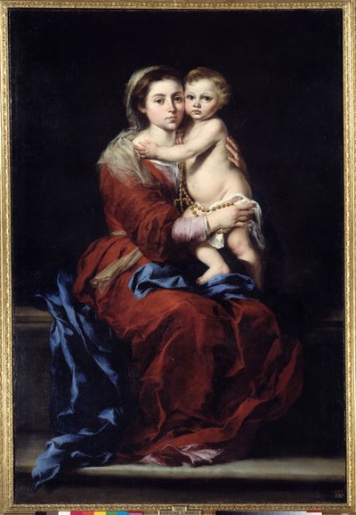 La Virgen del Rosario. Madonna con el niño. Pintura de Bartolomé Murillo (1618-1682) de Bartolomé Esteban Murillo