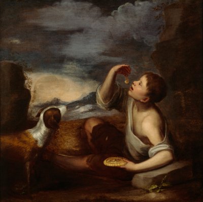 Un niño español y un perro (óleo sobre lienzo) de Bartolome Esteban (attr. to) Murillo