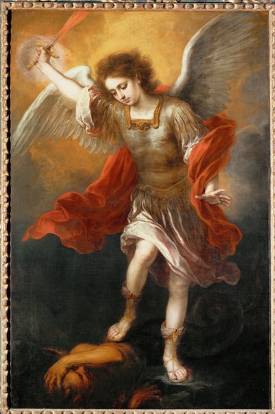 El Arcángel Miguel arroja al diablo al abismo (pintura) de Bartolome Esteban Murillo