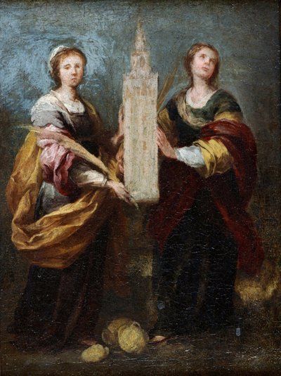 ""Representación De Los Santos Justo Y Rufina (Siglo III)"" (Justa Y Rufina) Pintura De Bartolomé Esteban Murillo (1617-1682) Circa 1665 Dim 32x24 Cm Museo Nacional De Arte Occidental, Tokio de Bartolomé Esteban Murillo
