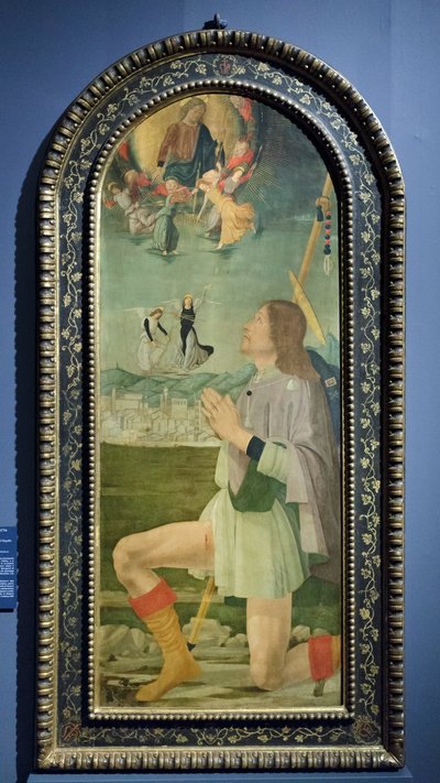 San Roque ahuyenta la peste de Arezzo, c.1479-80 (temple sobre tabla) de Bartolomeo (attr. to) Della Gatta