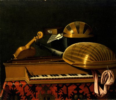 Naturaleza muerta con instrumentos musicales y libros, mediados del siglo XVII de Bartolomeo Bettera