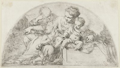 Sagrada Familia con el joven Juan Bautista de Bartolomeo Biscaino