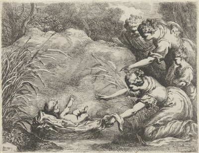 Moisés rescatado del Nilo de Bartolomeo Biscaino