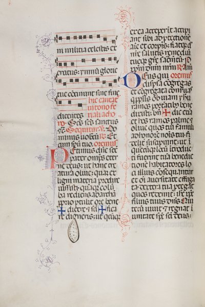 Misal: Fol. 112v: contiene algo de música como parte de la liturgia del Domingo de Ramos, 1469 de Bartolomeo Caporali