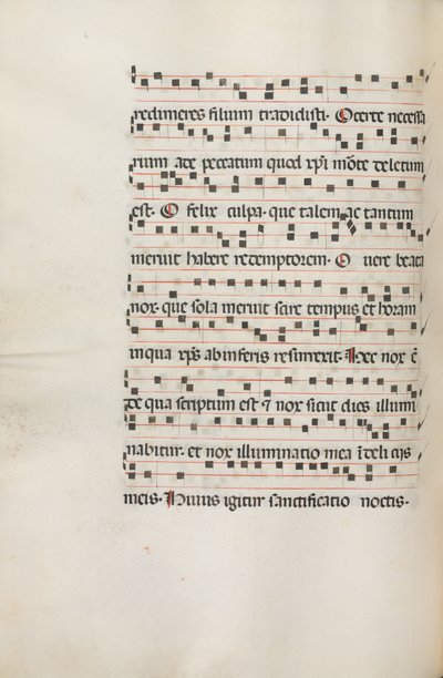 Misal: Fol. 155v: Música para Exultet, 1469 de Bartolomeo Caporali