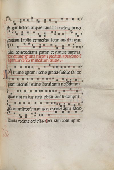 Misal: Fol. 156: Música para Exultet, 1469 de Bartolomeo Caporali