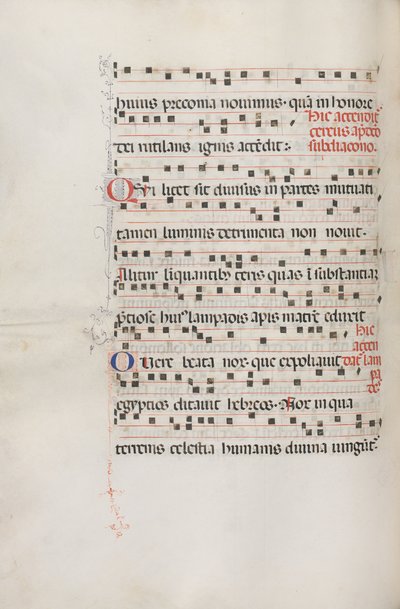 Misal: Fol. 156v: Música para Exultet, 1469 de Bartolomeo Caporali
