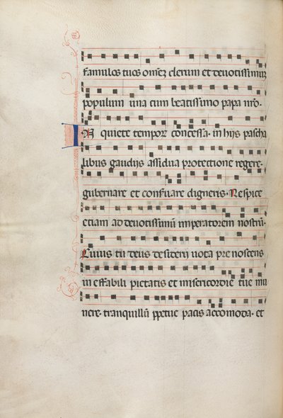 Misal: Fol. 157v: Música para Exultet, 1469 de Bartolomeo Caporali