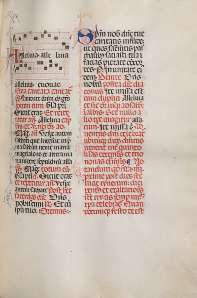 Misal: Fol. 173: Música para Aleluya, etc. al comienzo de la Pascua, 1469 de Bartolomeo Caporali