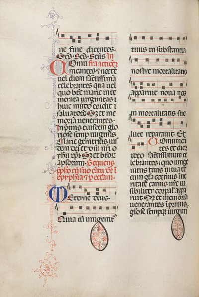 Misal: Fol. 177v: Música para varias oraciones ordinarias, 1469 de Bartolomeo Caporali