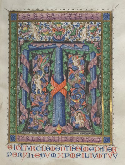 Misal: Fol. 186: Inicial decorada T[e igitur] página completa, 1469 de Bartolomeo Caporali