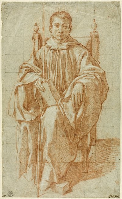 Joven sentado con hábito de monje: estudio para San Benito de Bartolomeo Cesi