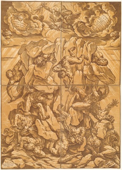 La caída de los gigantes de Bartolomeo Coriolano after Guido Reni