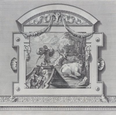 Placa 24: Los compañeros de Ulises robando los bueyes sagrados de Apolo, 1756. Creadores: Bartolomeo Crivellari, Gabriel Söderling de Bartolomeo Crivellari, Gabriel Söderling