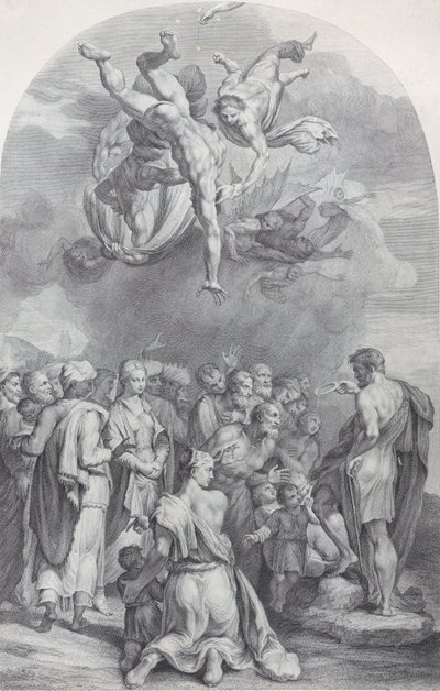 Placa 41: San Juan Bautista predicando a una gran multitud y bautizando niños, 1756. Creadores: Bartolomeo Crivellari, Gabriel Söderling de Bartolomeo Crivellari, Gabriel Söderling