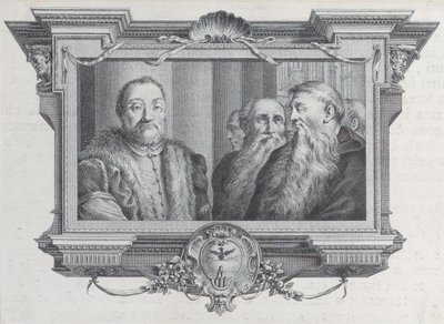 Tres hombres con barba, uno con piel, 1756. Creadores: Bartolomeo Crivellari, Gabriel Söderling de Bartolomeo Crivellari, Gabriel Söderling