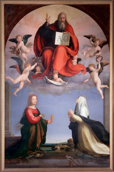 Dios sosteniendo un libro con las letras griegas Alfa y Omega de Bartolomeo Fra