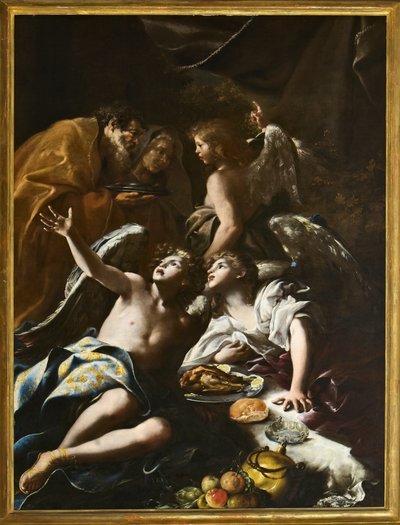 Abraham vive los tres ángeles, c.1694 (óleo sobre lienzo) de Bartolomeo Guidobono