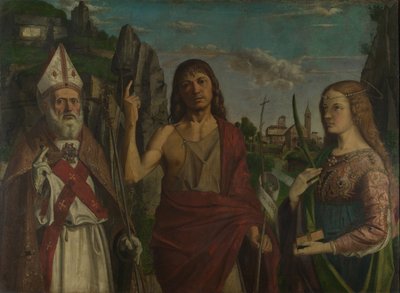 San Zeno, San Juan Bautista y una mártir, c. 1495 de Bartolomeo Montagna