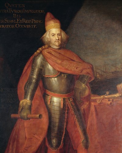 Retrato del dux Francesco Morosini (1619-1694), conocido como el Peloponeso, pintura de Bartolomeo Nazzari (1699-1758), Detalle de Bartolomeo Nazzari