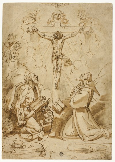 San Jerónimo y San Francisco de Asís adorando a la Trinidad de Bartolomeo Passarotti