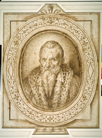 Autorretrato en la vejez, con enmarcamiento simulado de Bartolomeo Passarotti