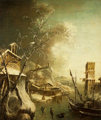 Paisaje invernal, de Bartolomeo Pedone (1665-1733), pintura. de Bartolomeo Pedone