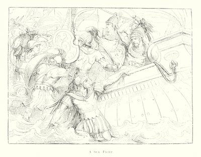 Lucha marítima (litografía) de Bartolomeo Pinelli