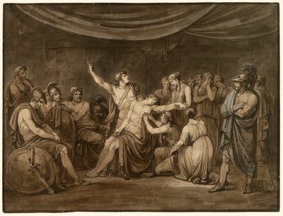 Aquiles jura vengar al muerto Patroclo, asesinado por Héctor de Bartolomeo Pinelli