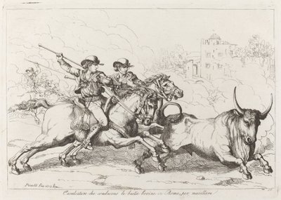 Ganado Llevado al Matadero en Roma (Placa 16) de Bartolomeo Pinelli