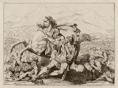 Muerte de Lucio Emilio Paulo en la batalla de Cannas, 216 a.C. (aguafuerte) de Bartolomeo Pinelli
