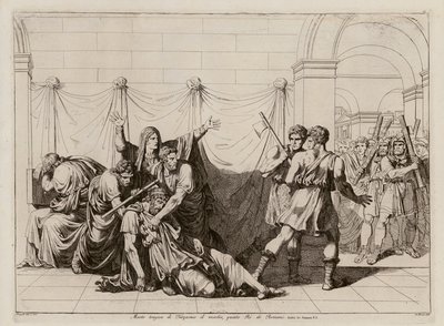 Muerte de Tarquino el Viejo (aguafuerte) de Bartolomeo Pinelli