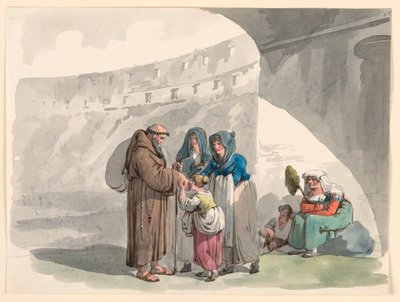 Dibujo, Saludo de un ermitaño, 1807-08 de Bartolomeo Pinelli